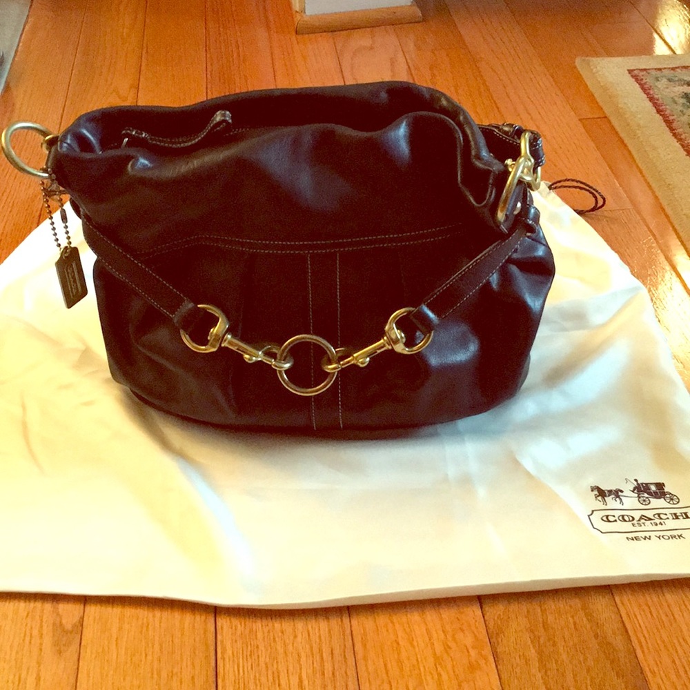 Like new Coach black leather shoulder bag